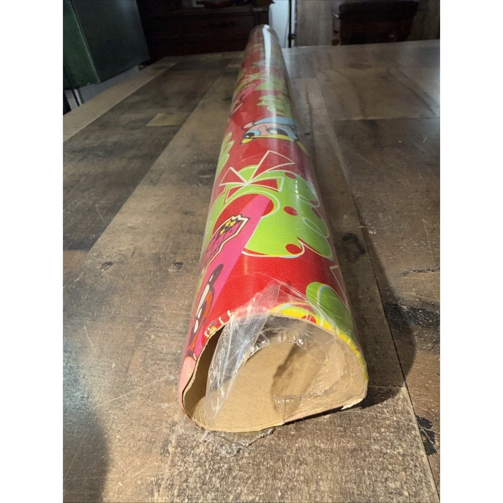 Vtg 2000 POWERPUFF GIRLS Christmas Wrapping Paper Roll 40 Sq Ft Toys R Us Excl